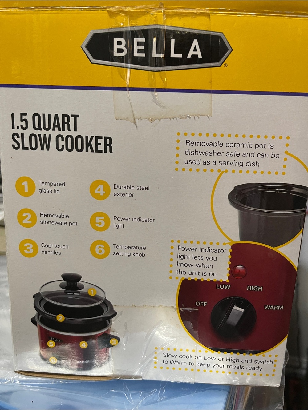 Abella Red and Black 1.5 Quart Slow Cooker - Picture 2 of 6